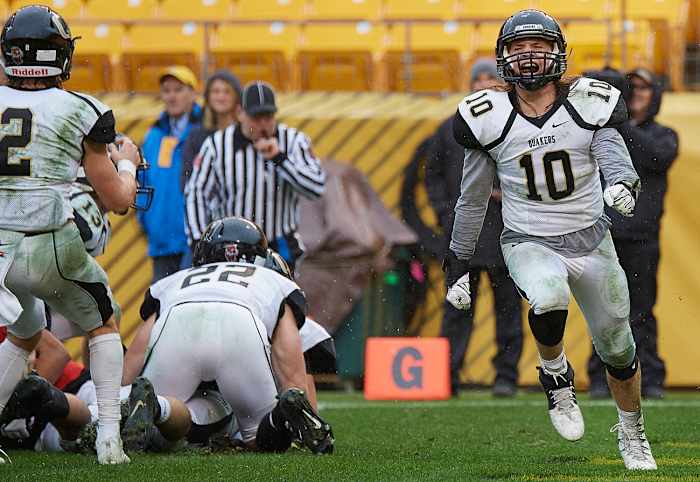Isaac Guss celebrates the safety to put QV up 2-0.